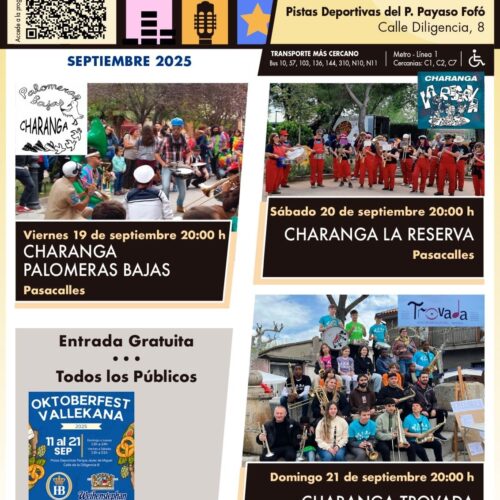 Cartel de las actuaciones de charangas en la Oktobertfest Vallecana