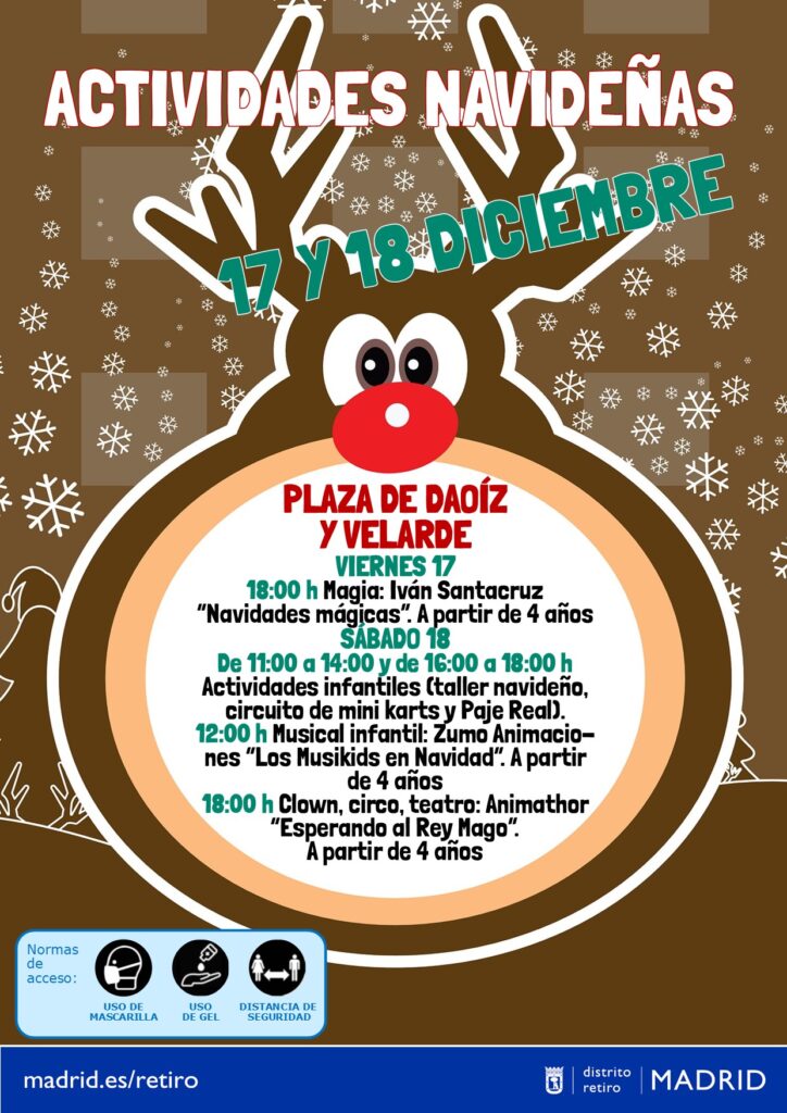 Cartel de actividades navideñas en la plaza Daoíz y Velarde