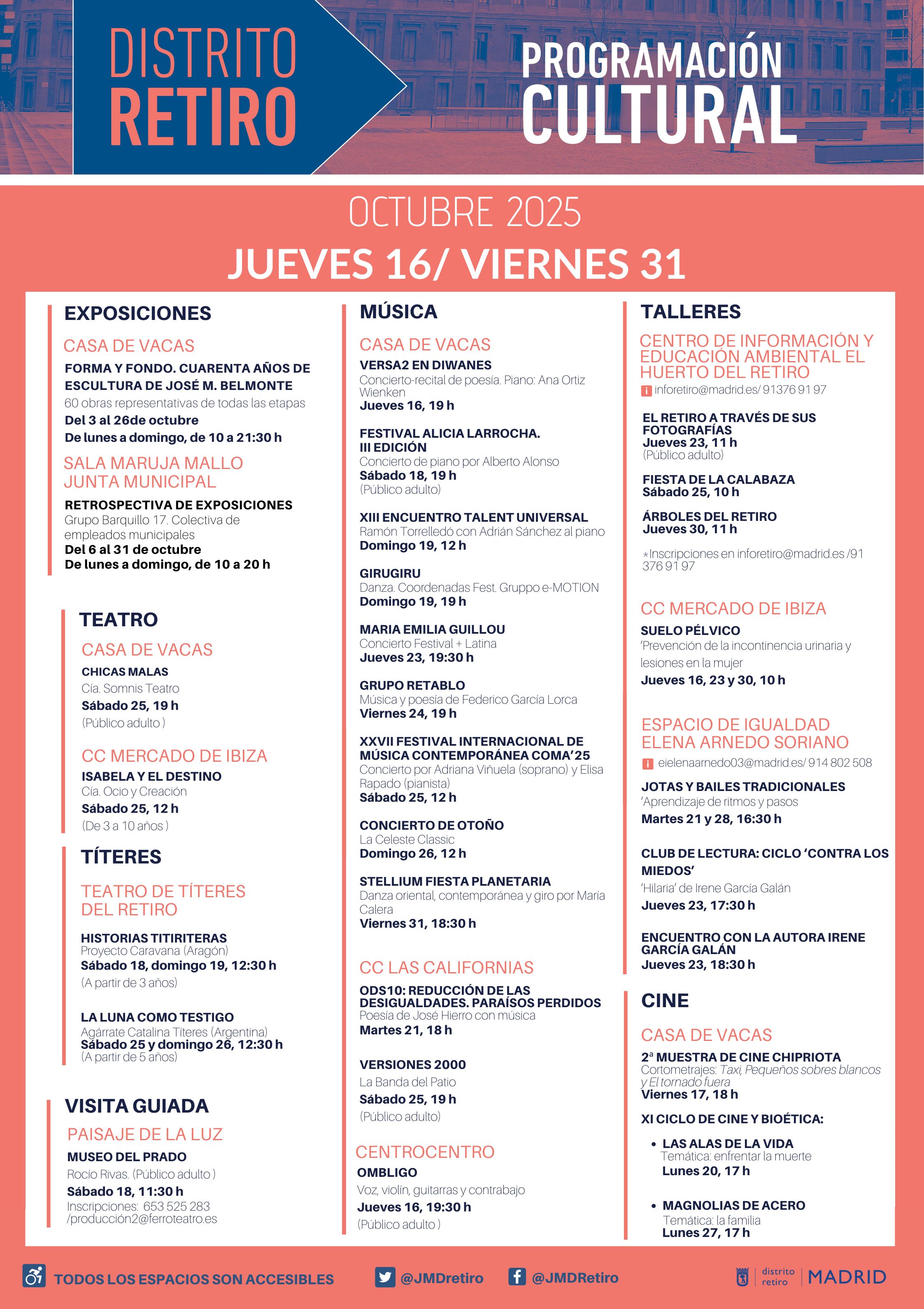 Cartel de actividades segunda quincena de octubre