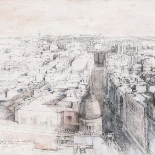 Perspectiva de dibujo de Madrid desde el edificio de Telefónica de Luis Javier Gaya Soler