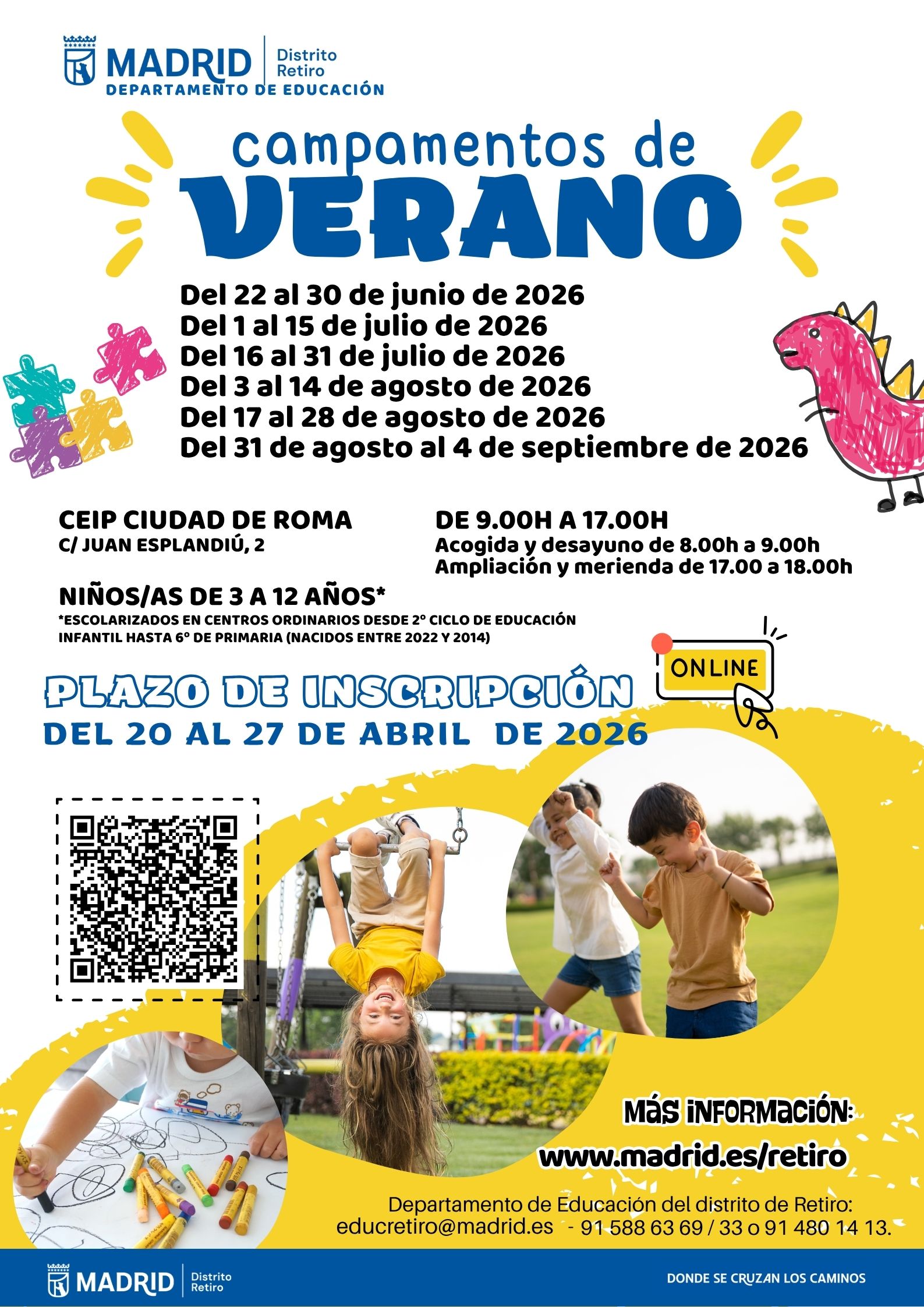 Cartel con el texto informativo del campamento urbano de Retiro