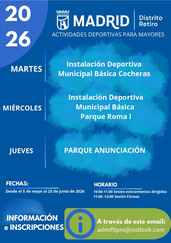 Cartel informativo actividades deportivas para mayores 