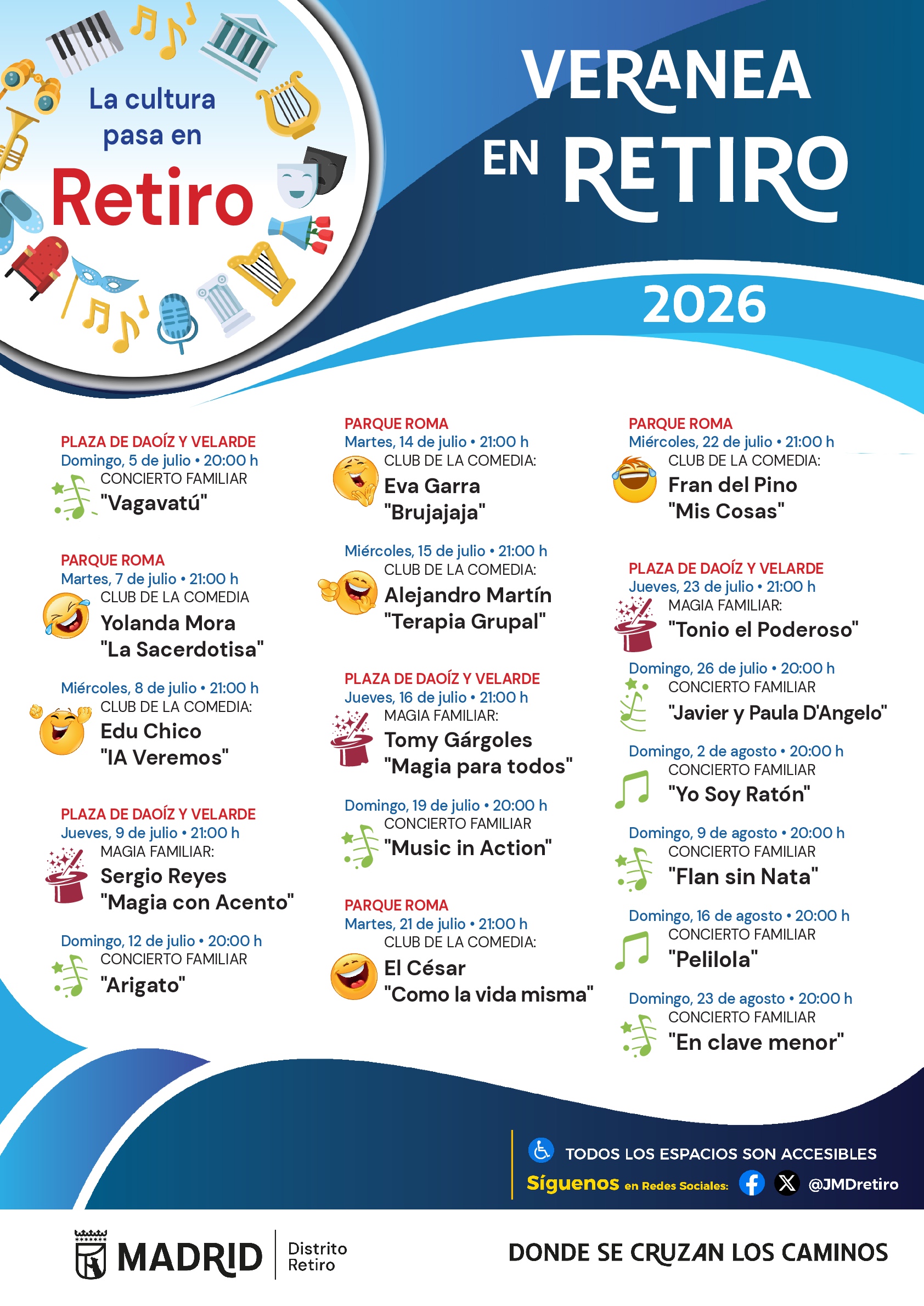 Cartel programación 'Veranea en Retiro' 2026
