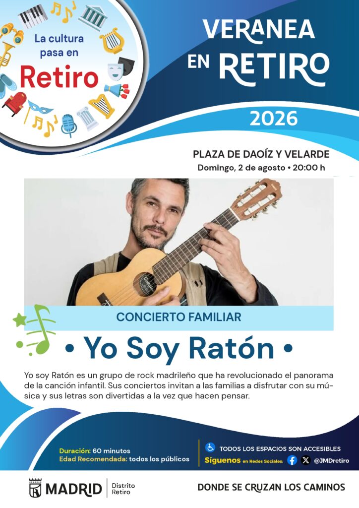 Cartel 'Yo soy Ratón' con hombre tocando la guitarra