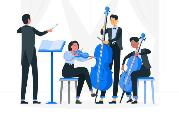 Ilustración vectorizada de una orquesta