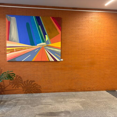 Obras de la exposición de Marta Ranz Quiles expuestas en la pared del centro cultural