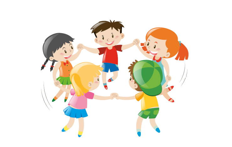 Ilustración vectorizada de niños jugando al corro de la patata