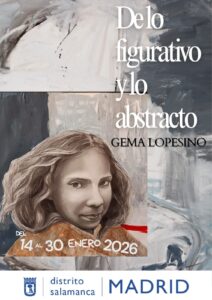 Cartel de la exposición 'De lo figurativo a lo abstracto' de Gema Lopesino con la información del evento