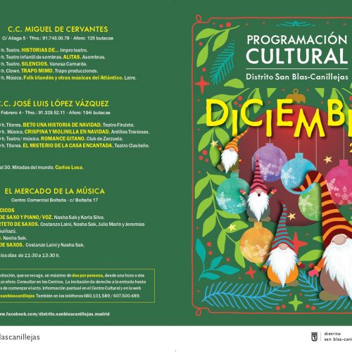 Contraportada agenda cultural diciembre de San Blas-Canillejas