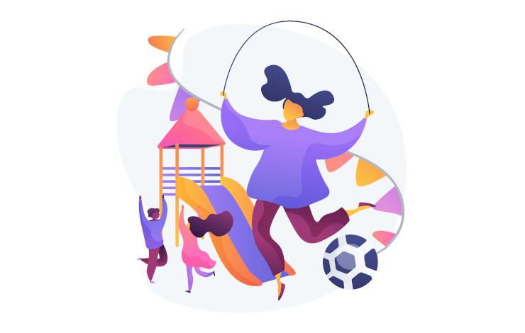 Ilustración vectorizada de niños jugando al aire libre
