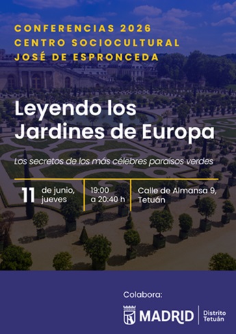 Cartel de la conferencia 'Leyendo los jardines de Europa'