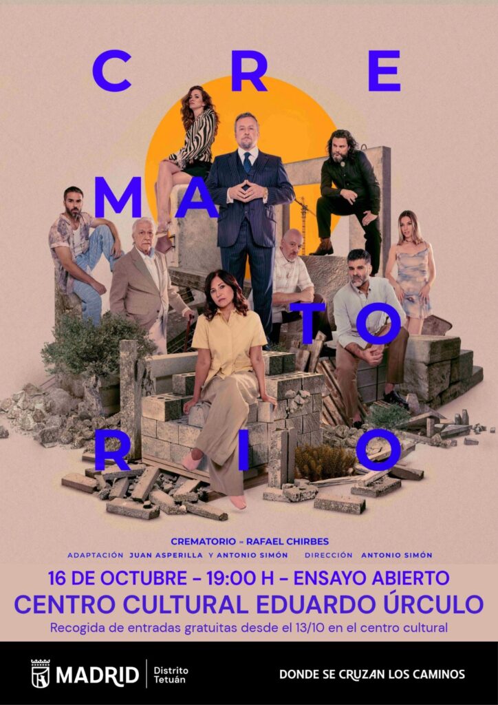 Cartel del ensayo abierto de 'Crematorio' en Tetuán