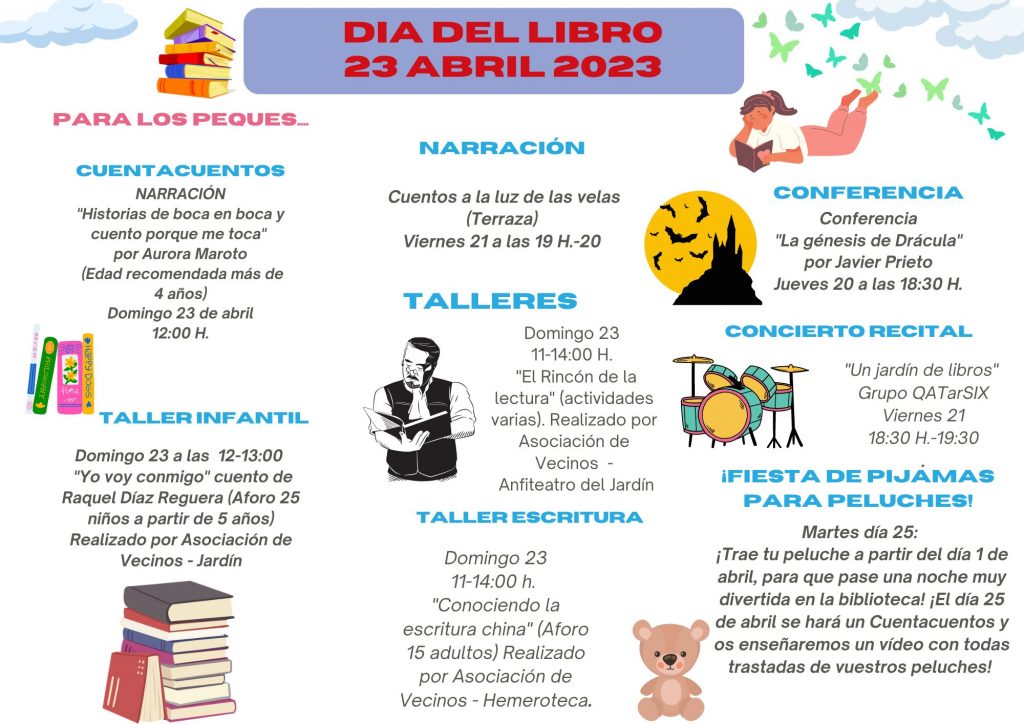 Calendario de actvividades por el Día del Libro en la biblioteca municipal de San Fermín
