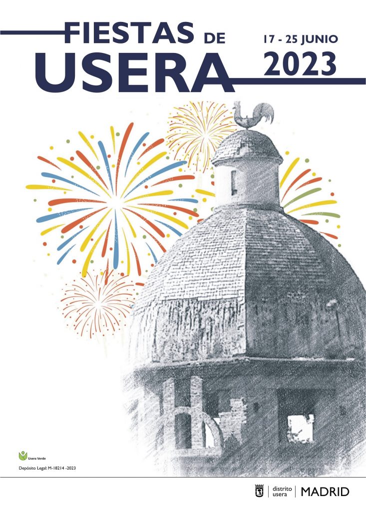 Cartel de las fiestas de Usera con dibujo de la bóveda de la iglesia Maris Stella