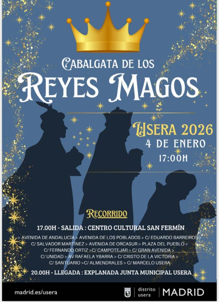 Cartel de los Reyes Magos con el recorrido de la cabalgata