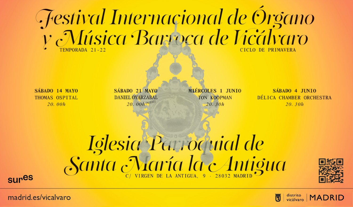 Cartel Festival Internacional de Órgano y Música Barroca de Vicálvaro. Ciclo de Primavera 2022
