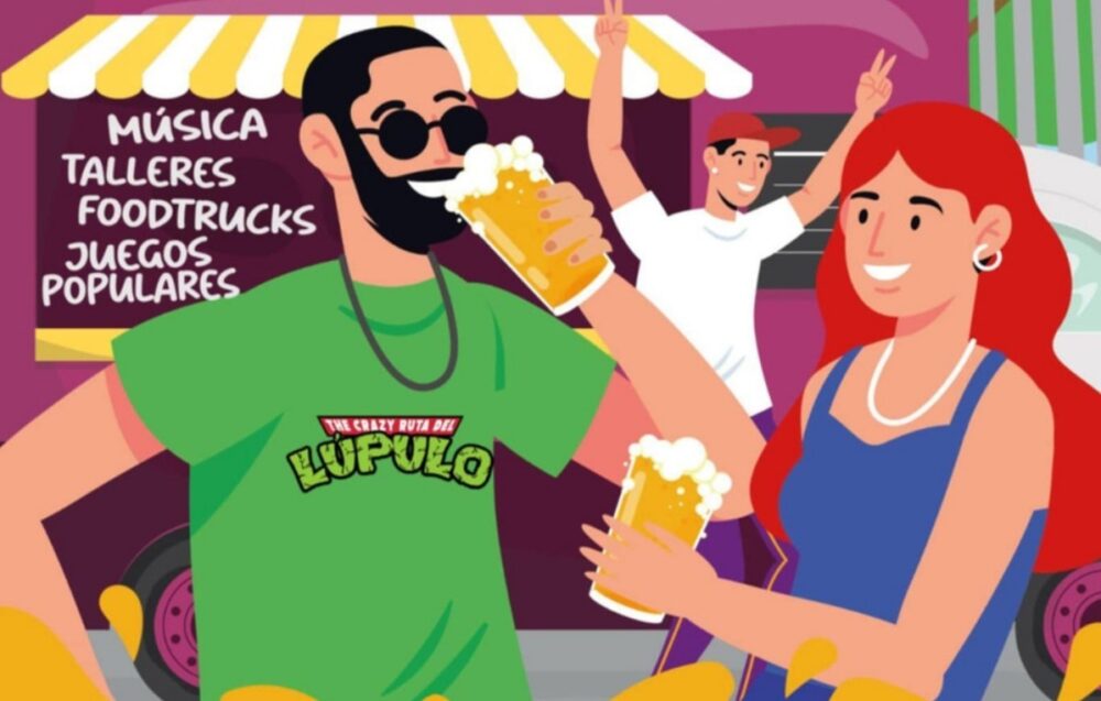 Cartel de la Feria de la Cerveza de Vicálvaro en el que aparecen dibujados jóvenes bebiendo y pasándoselo bien