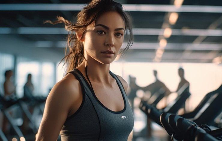 Mujer en sala deportiva
