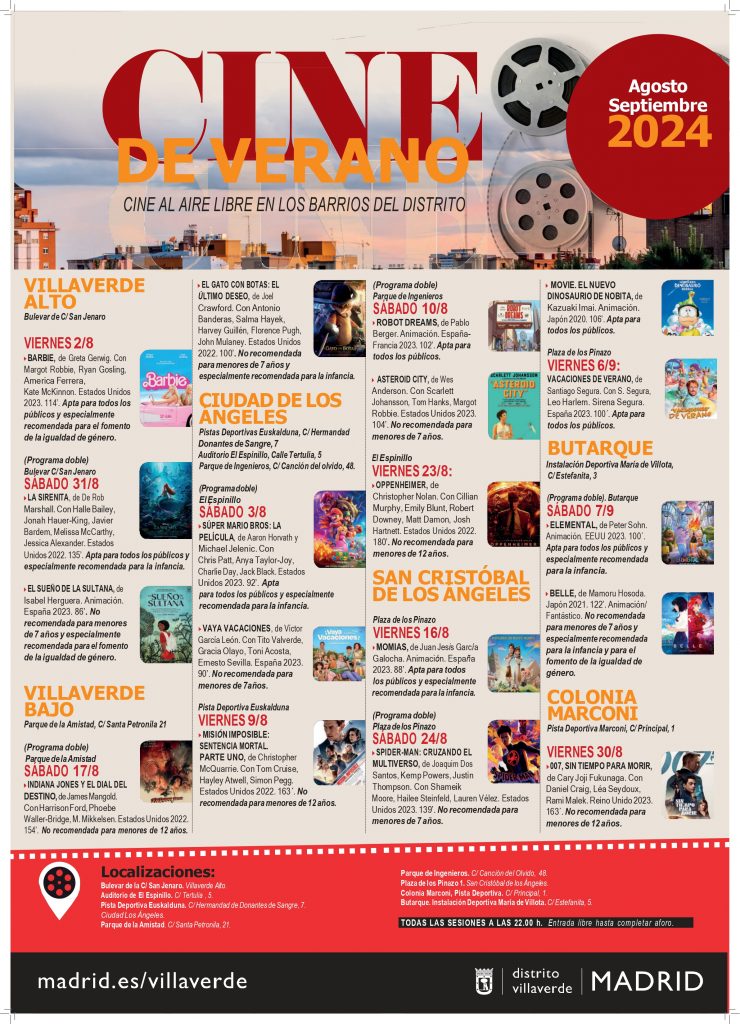 Programa de cine de verano en Villaverde