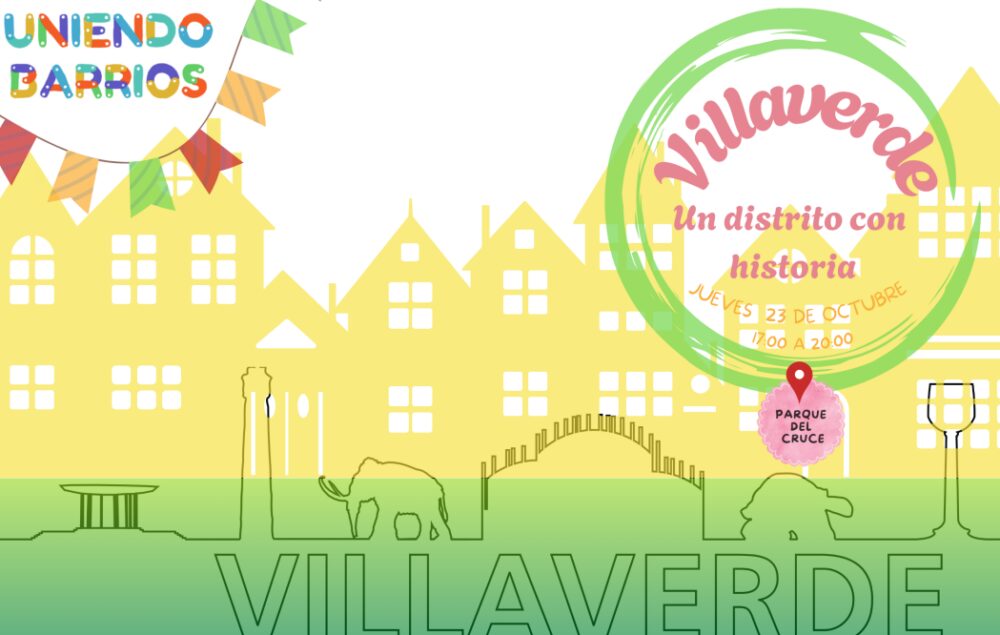Ilustración de unas casas amarillas donde pone Villaverde