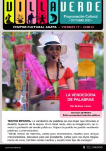 Imagen de una mujer con un sombrero con un decorado colorido de fondo