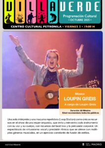 Cartel de una cantante con una guitarra cantando