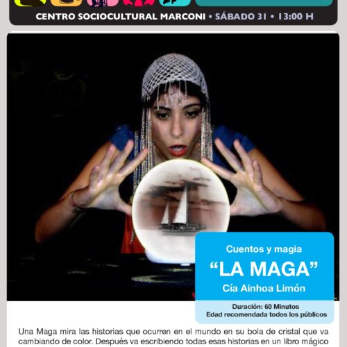 Una mujer con una bola de magia