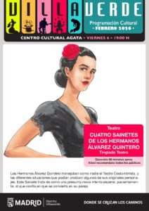 Imagen de una mujer flamenca en el cartel de una obra