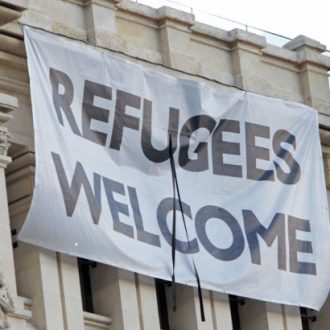 Pancarta Refugees Welcome
