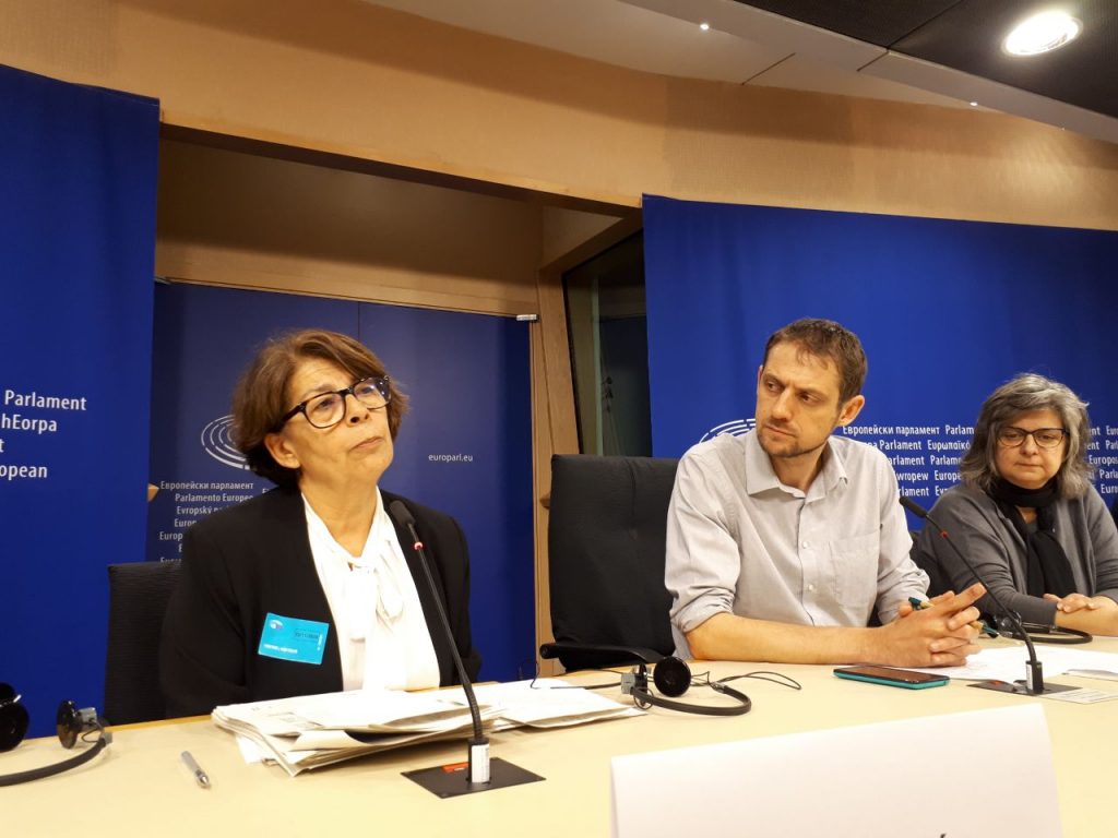 Inés Sabanés, delegada de Medio Ambiente y Movilidad, durante la rueda de prensa ofrecida esta mañana en Bruselas tras la Comisión de Peticiones de la UE