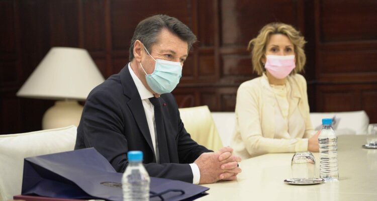 Encuentro entre la vicealcaldesa de Madrid, Begoña Villacís y alcalde de Niza, Christian Estrosi