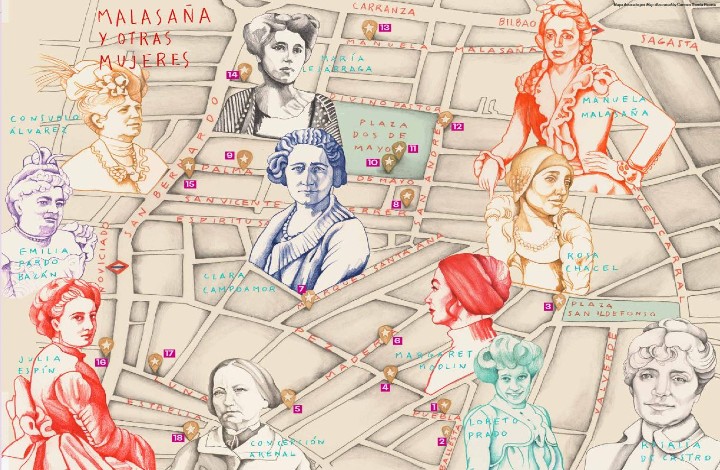 Mapa ilustrado 'Malasaña y otras mujeres'