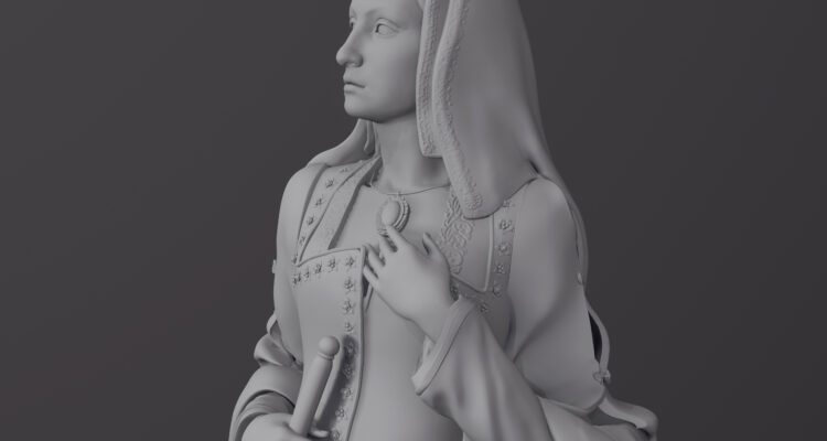 Detalle de la recreación de la escultura de Juana I de Castilla