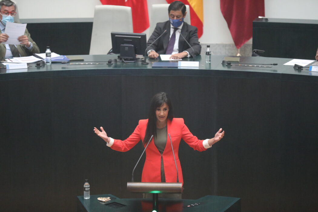 La vicealcaldesa, Begoña Villacís, durante una de sus intervenciones en el Debate del Estado de la Ciudad celebrado hoy
