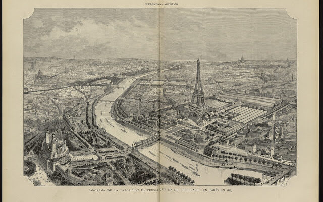 Panorama de la Exposición Universal de París. La Ilustración Artística del 28 de enero de 1887 (Hemeroteca Municipal)