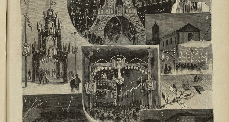 La Verbena de San Lorenzo de 1889, de Primitivo Carcedo. La Ilustración Nacional del 30 de agosto de 1889 (Hemeroteca Municipal y Museo de Historia)