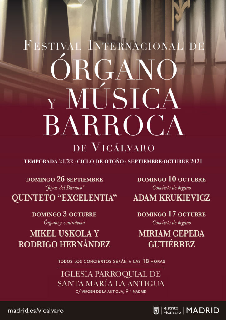 Cartel festival Internacional de Órgano y Música Barroca de Vicálvaro