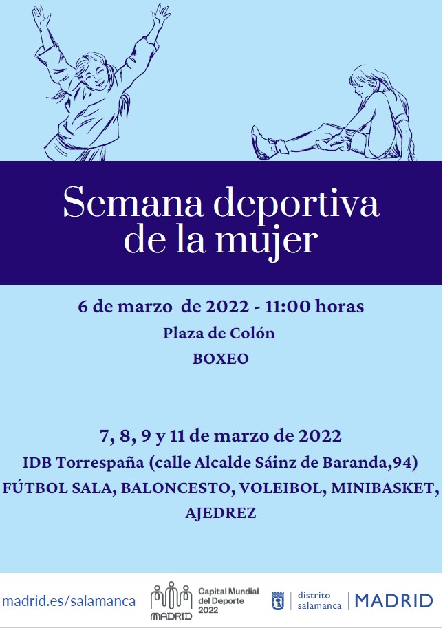 Cartel de la Semana Deportiva de la Mujer en el distrito de Salamanca
