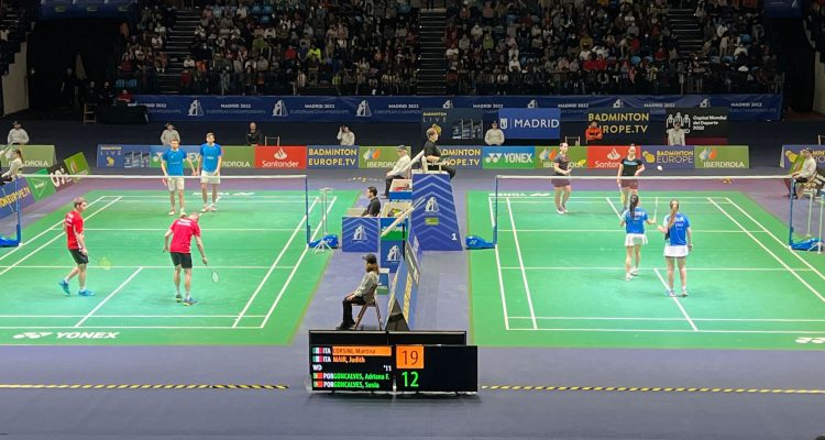 Campeonato de Europa de Badminton Absoluto 2022. Imagen de las pistas