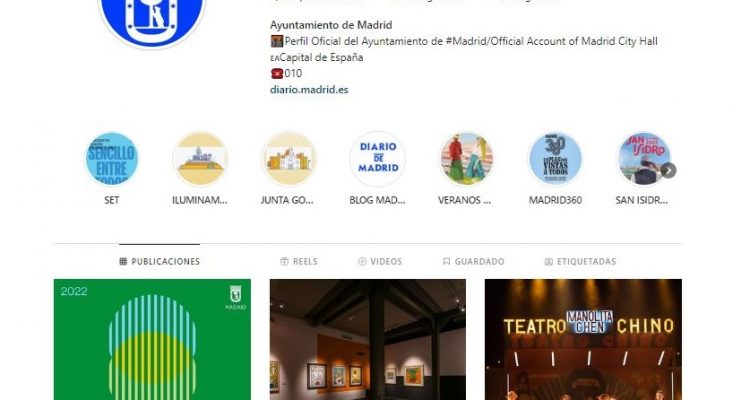 Cabecera de la cuenta de Instagram del Ayuntamiento de Madrid