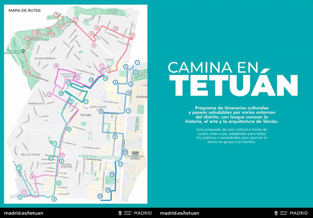 Plano del distrito con los paseos propuestos
