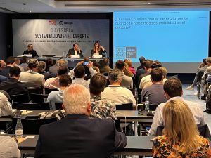 Miranda, este martes, durante su intervención en la jornada ‘Claves de la sostenibilidad en el deporte’ 