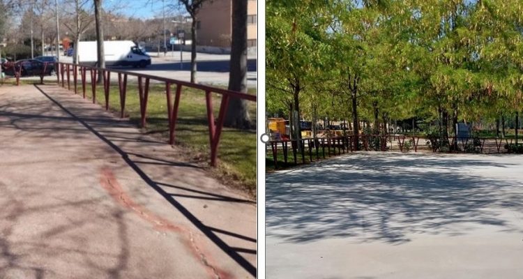 Antes y después de la pista tras su renovación