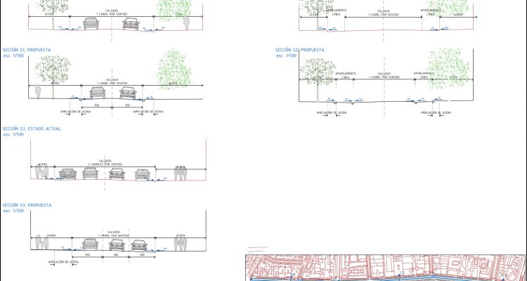 Plano sección de la remodelación de la calle López de Hoyos