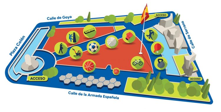 Plano del village instalado en la plaza de Colón