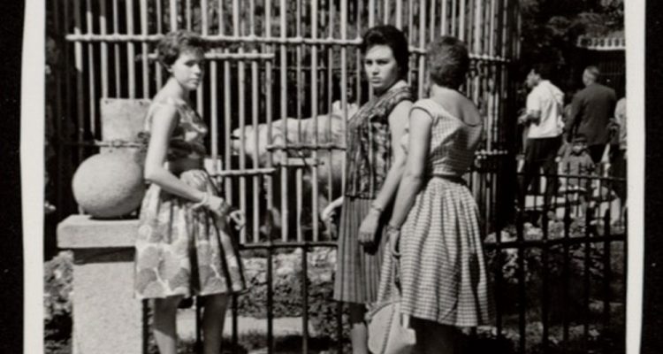 Tres hermanas en la Casa de Fieras del Retiro. 1960