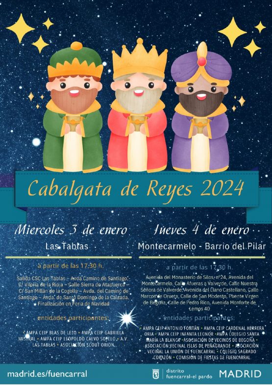 Cartel cabalgatas de Reyes Magos en Fuencarral-El Pardo