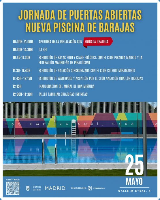 Cartel de la fiesta de la nueva piscina municipal de Barajas