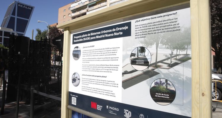 Infografía del proyecto piloto de SUDS de Madrid Nuevo Norte