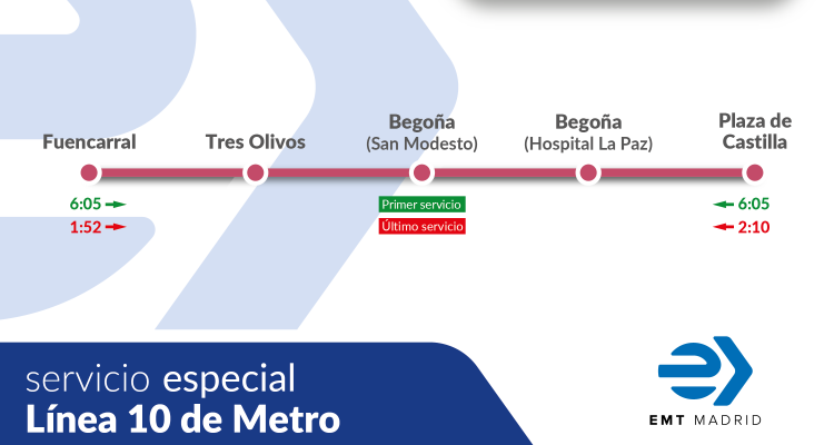 Servicio especial de autobuses.